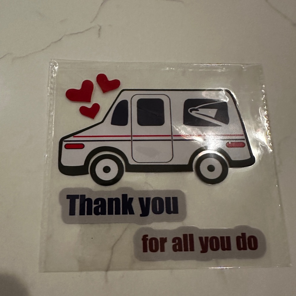 Postal Van Sticker with Hearts